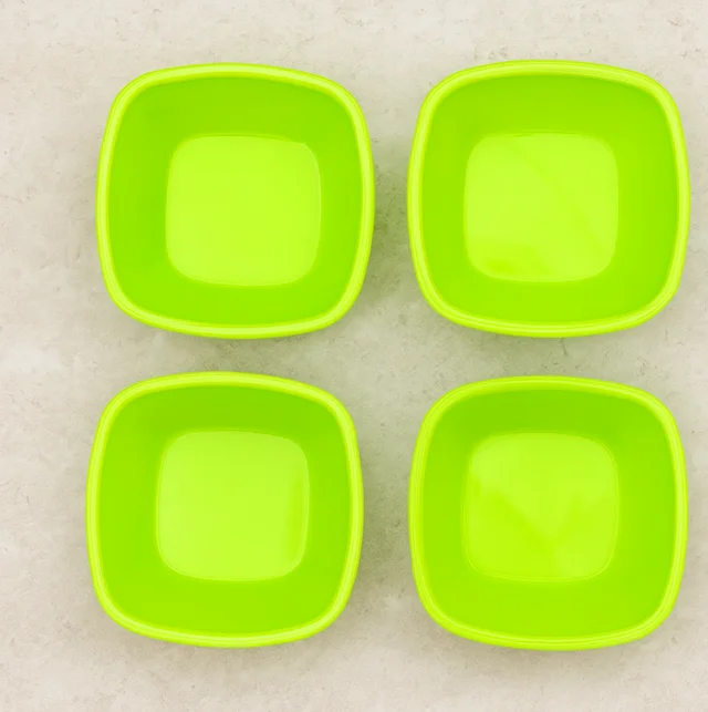 Square Plastic Bowl Set – Unbreakable & Food Safe (Pack of 4) | Jiaqi