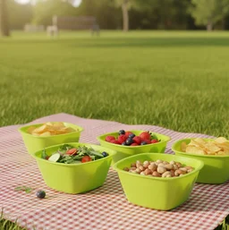 Square Plastic Bowl Set – Unbreakable & Food Safe (Pack of 4) | Jiaqi