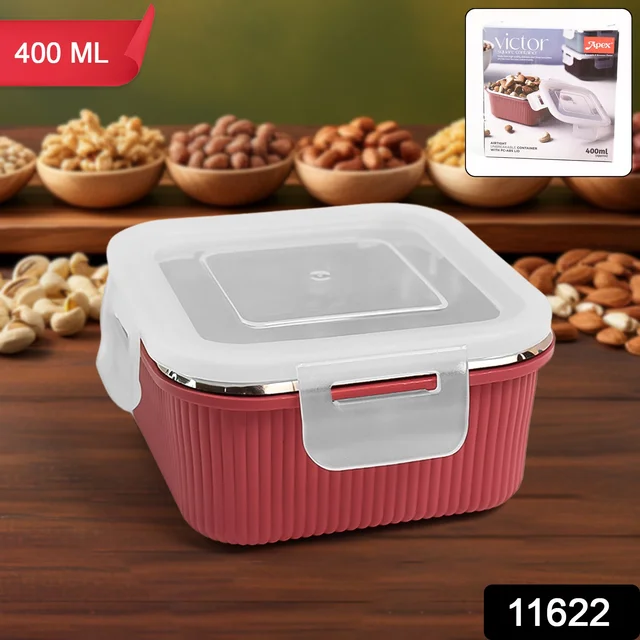 Square Stainless Steel Food Storage Container – 400ml Airtight
