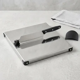 Stainless Steel 2 In 1 Cutting and Chopping Board with Built In Kni...