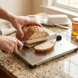 Stainless Steel 2 In 1 Cutting and Chopping Board with Built In Kni...