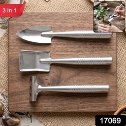 Stainless Steel 3 in 1 Garden Hand Tool Set Spade Rake and Fork (3 Pc Set)