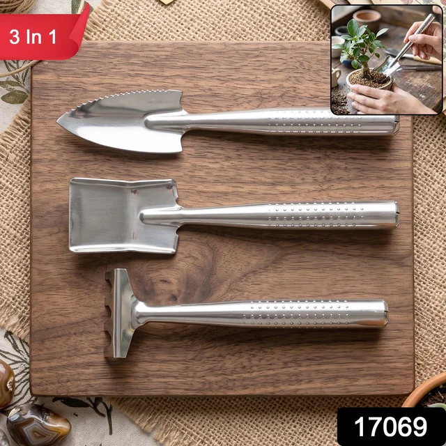 Stainless Steel 3 in 1 Garden Hand Tool Set Spade Rake and Fork (3 Pc Set)