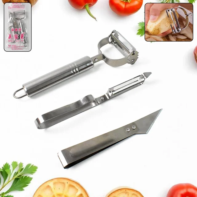 Stainless Steel 3-in-1 Vegetable Peeler Set – Precise & Versatile