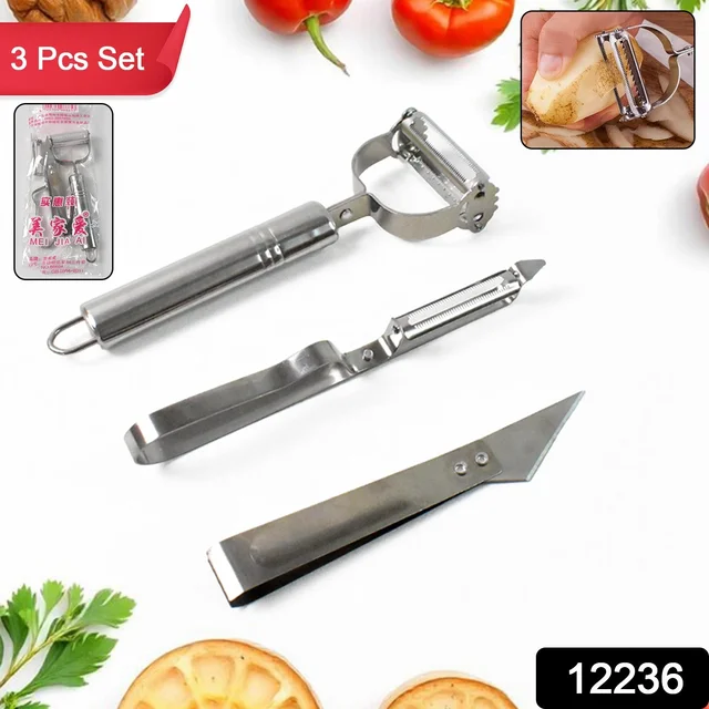 Stainless Steel 3-in-1 Vegetable Peeler Set – Precise & Versatile