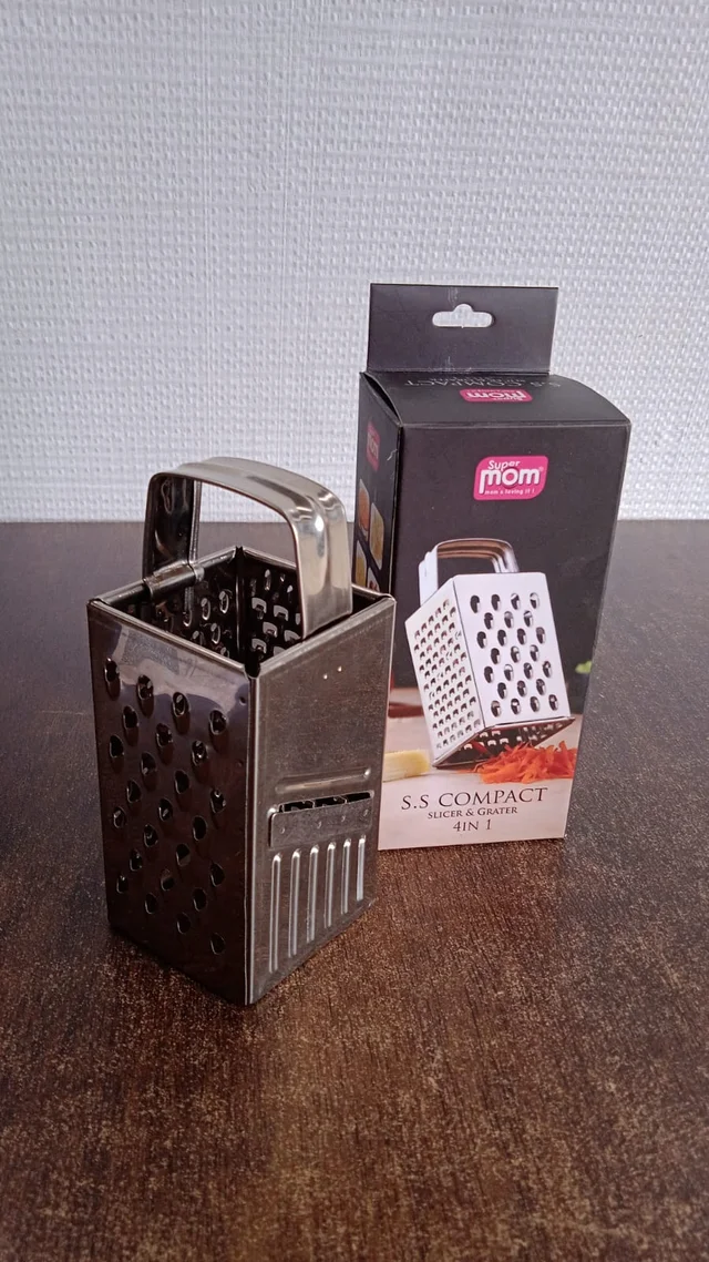 Stainless Steel 4-in-1 Compact Grater & Slicer – Durable Kitchen Tool