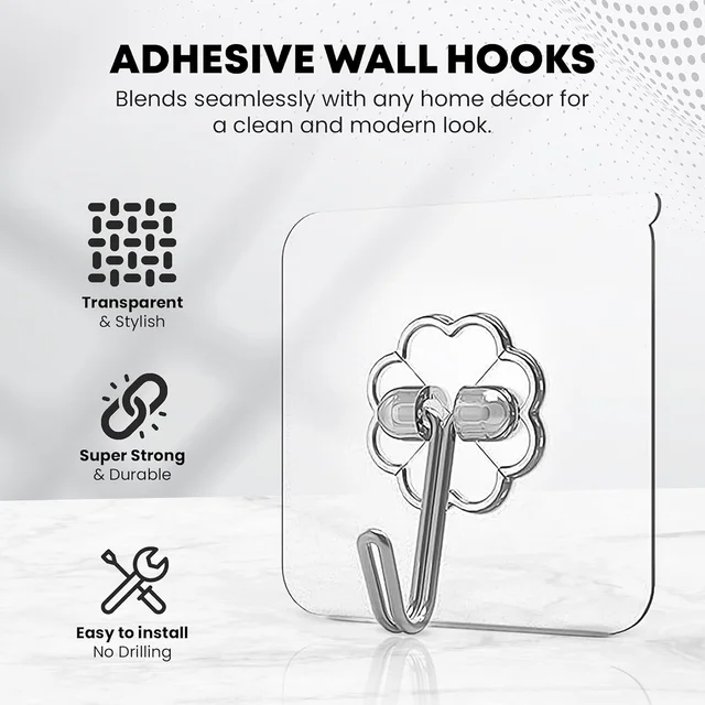 Stainless Steel Adhesive Hooks – Waterproof & Rustproof | GlimmerHome