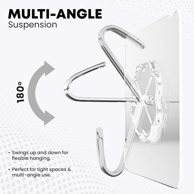 Stainless Steel Adhesive Hooks – Waterproof & Rustproof | GlimmerHome