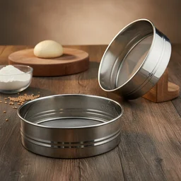 Stainless Steel Atta Chalni Sieve Set – Fine Mesh 2 Pc