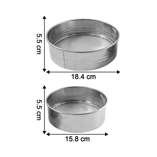 Stainless Steel Atta Chalni Sieve Set – Fine Mesh 2 Pc