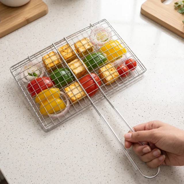 Stainless Steel BBQ Grill Mesh – Foldable & Durable for Outdoor Cooking