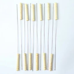 Stainless Steel BBQ Skewers – Reusable Grilling Sticks with Wooden Handle