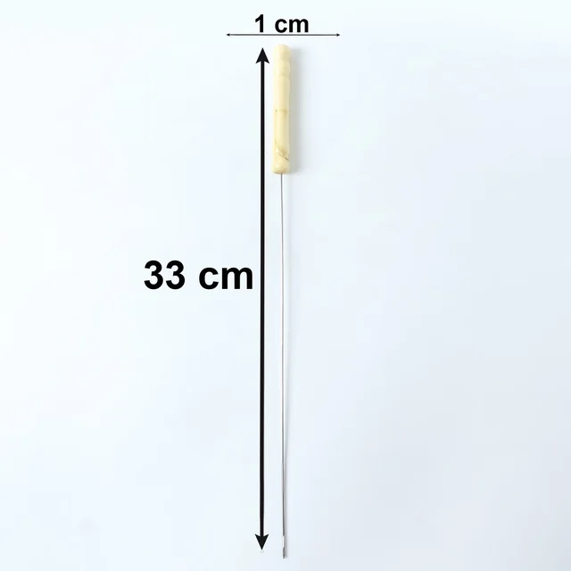 Stainless Steel BBQ Skewers – Reusable Grilling Sticks with Wooden Handle