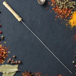 Stainless Steel BBQ Skewers – Reusable Grilling Sticks with Wooden Handle