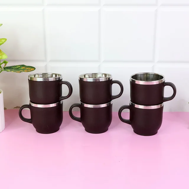 Stainless Steel Cappuccino Mugs – Double Wall Insulated 100ML Set