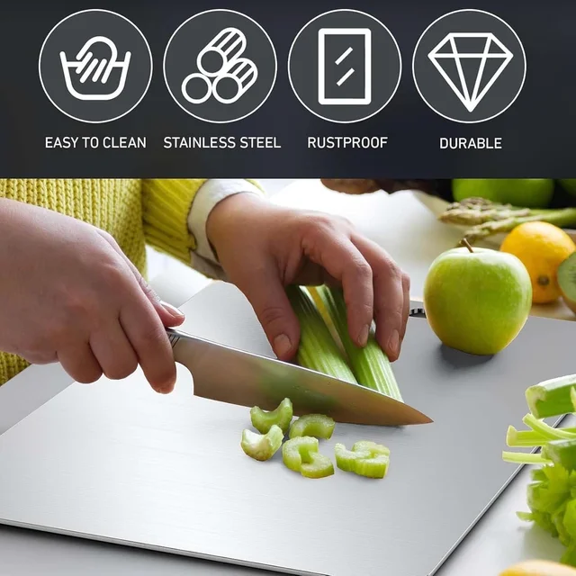 Stainless Steel Chopping Board – Durable 1.5mm Thick Cutting Surface
