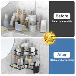 Stainless Steel Corner Shelf Organizer – Space-Saving & Durable (2 Pc)
