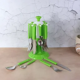 Stainless Steel Cutlery Set – 24 Pieces with Rotating Stand