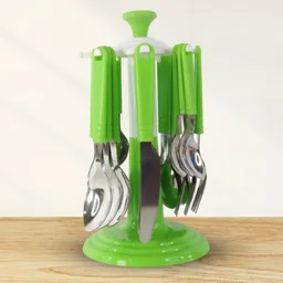 Stainless Steel Cutlery Set – 24 Pieces with Rotating Stand