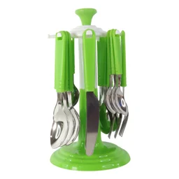 Stainless Steel Cutlery Set – 24 Pieces with Rotating Stand
