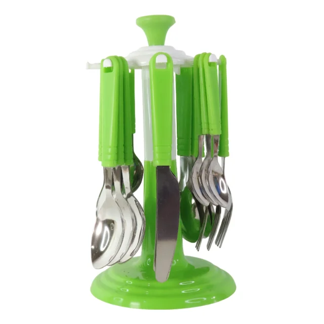Stainless Steel Cutlery Set – 24 Pieces with Rotating Stand