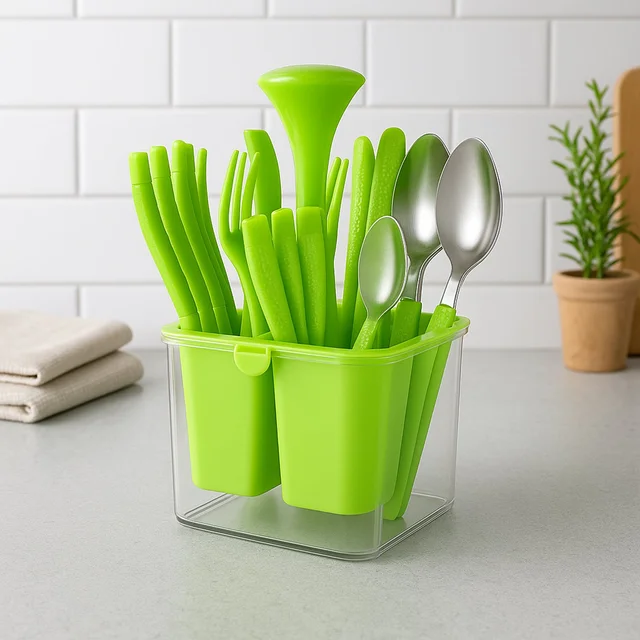 Stainless Steel Cutlery Set – Elegant 24-Piece with Holder