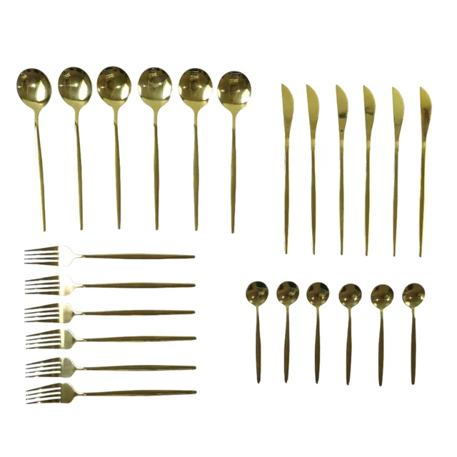 Stainless Steel Cutlery Set – Elegant Gold Finish for Dining & Gifts