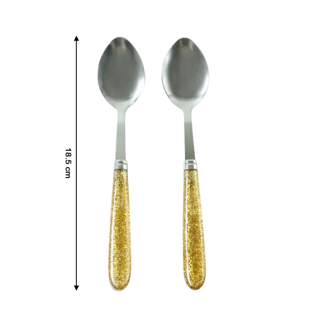 Stainless Steel Dining Spoon Set – Elegant Glitter Handles, Pack of 2