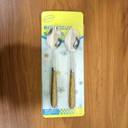 Stainless Steel Dining Spoon Set – Elegant Glitter Handles, Pack of 2