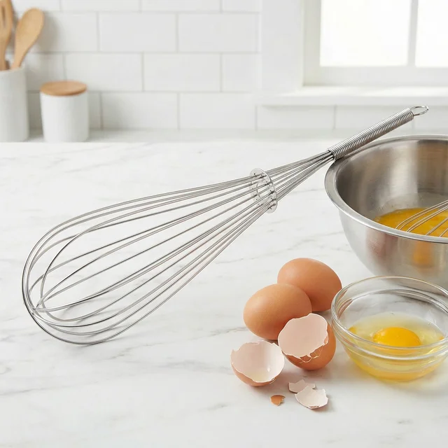 Stainless Steel Egg Beater Whisk – Manual Balloon Whisk for Baking