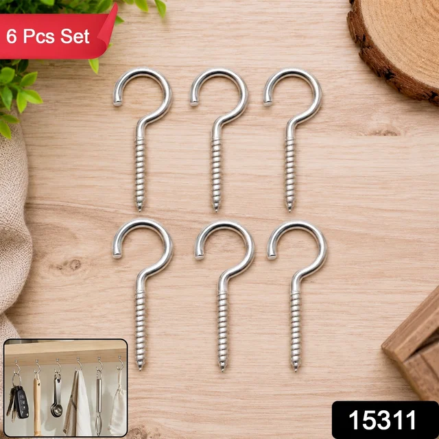 Stainless Steel Eye Hooks – Heavy Duty 6-Piece Screw Set