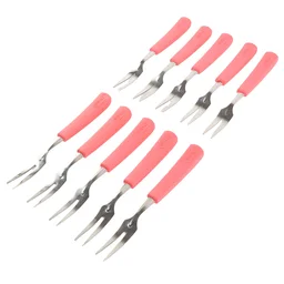 Stainless Steel Fruit Fork Set – 10 Durable Mini Forks with Soft Grip