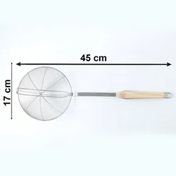 Stainless Steel Frying Skimmer – Long Handle for Safe Cooking