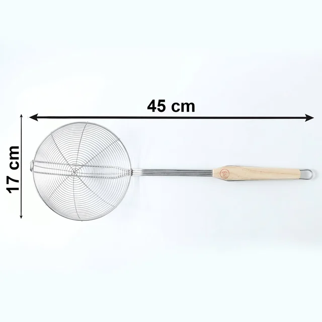 Stainless Steel Frying Skimmer – Long Handle for Safe Cooking