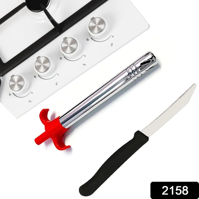 Stainless Steel Gas Lighter & Knife Set – 2-in-1 Kitchen Tool | ChefArmor