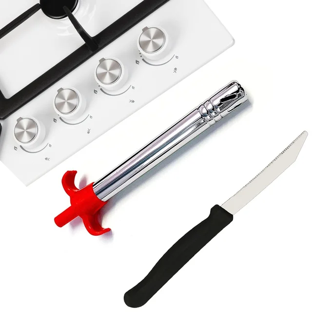 Stainless Steel Gas Lighter & Knife Set – 2-in-1 Kitchen Tool | ChefArmor