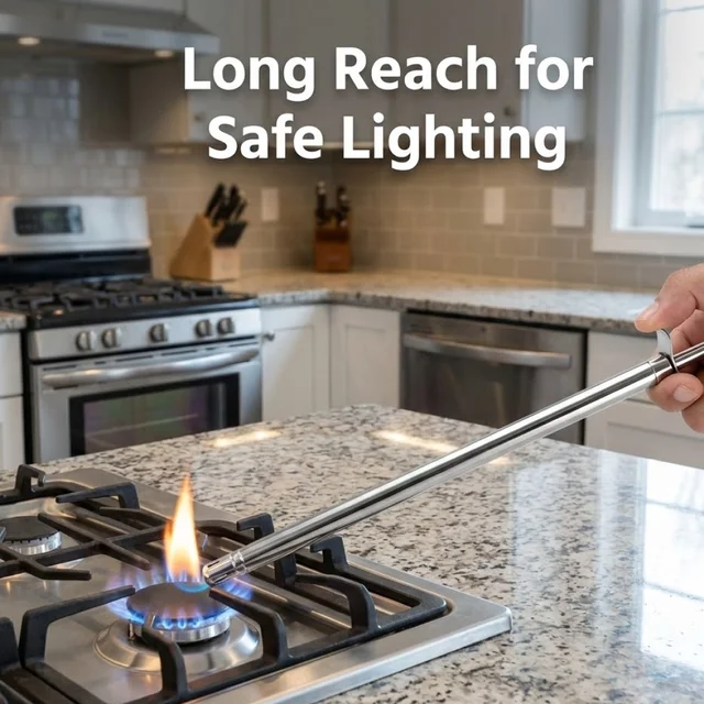 Stainless Steel Gas Lighter – Long Spark for Kitchen | CookAura