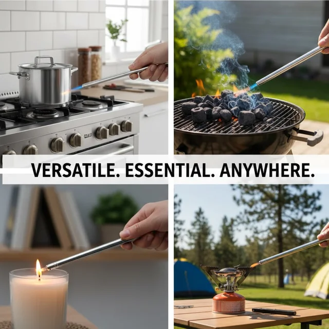Stainless Steel Gas Lighter – Long Spark for Kitchen | CookAura