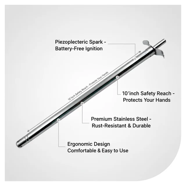 Stainless Steel Gas Lighter – Long Spark for Kitchen | CookAura