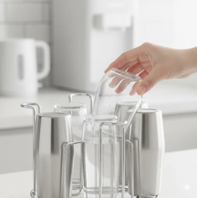 Stainless Steel Glass Stand – Round Kitchen Holder | Storenzo
