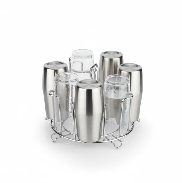 Stainless Steel Glass Stand – Round Kitchen Holder | Storenzo