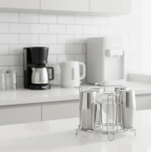 Stainless Steel Glass Stand – Round Kitchen Holder | Storenzo
