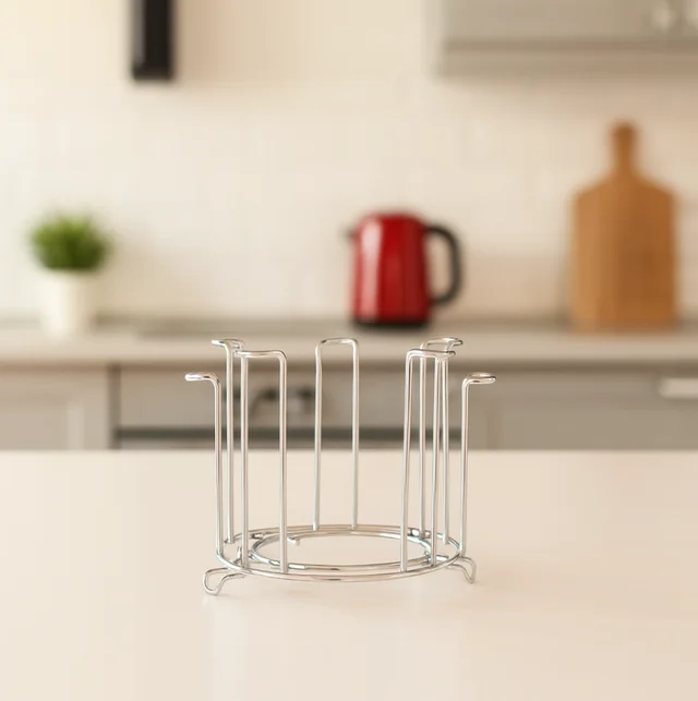 Stainless Steel Glass Stand – Round Kitchen Holder | Storenzo