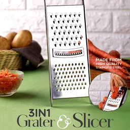 Stainless Steel Grater & Slicer – 3-in-1 Multipurpose Kitchen Tool