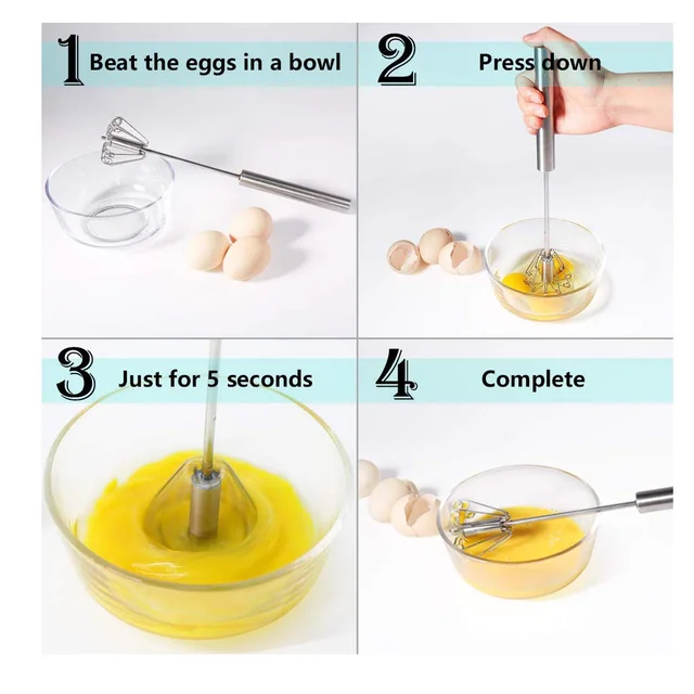 Stainless Steel Hand Blender – Manual Whisk & Frother | Quickslice