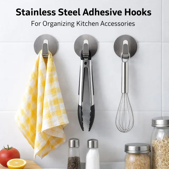 Stainless Steel Hooks – Waterproof Self-Adhesive | GlimmerHome