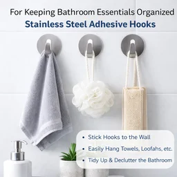 Stainless Steel Hooks – Waterproof Self-Adhesive | GlimmerHome