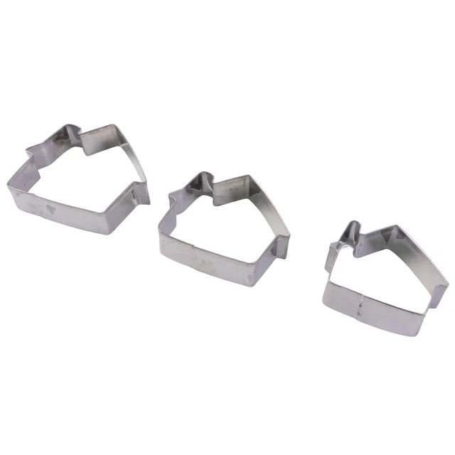 Stainless Steel House Shape Cookie Cutter Set – 3 Durable Baking Molds