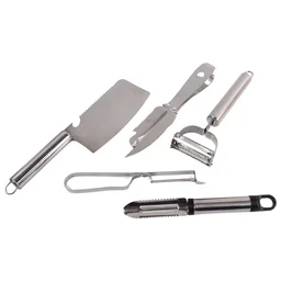 Stainless Steel Kitchen Gadget Set – 5-Pc Peeler, Grater & Slicer