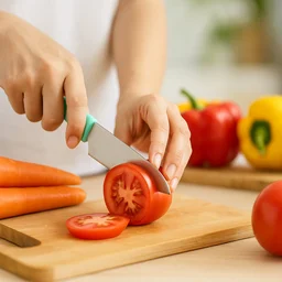 Stainless Steel Kitchen Knife – Ergonomic Soft Grip & Protective Cover